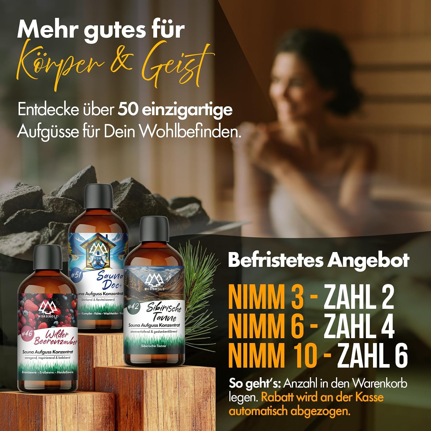Nordholz Premium Saunaaufguss Concentrate - 100ml, 60 Unique Scents for an Invigorating Experience