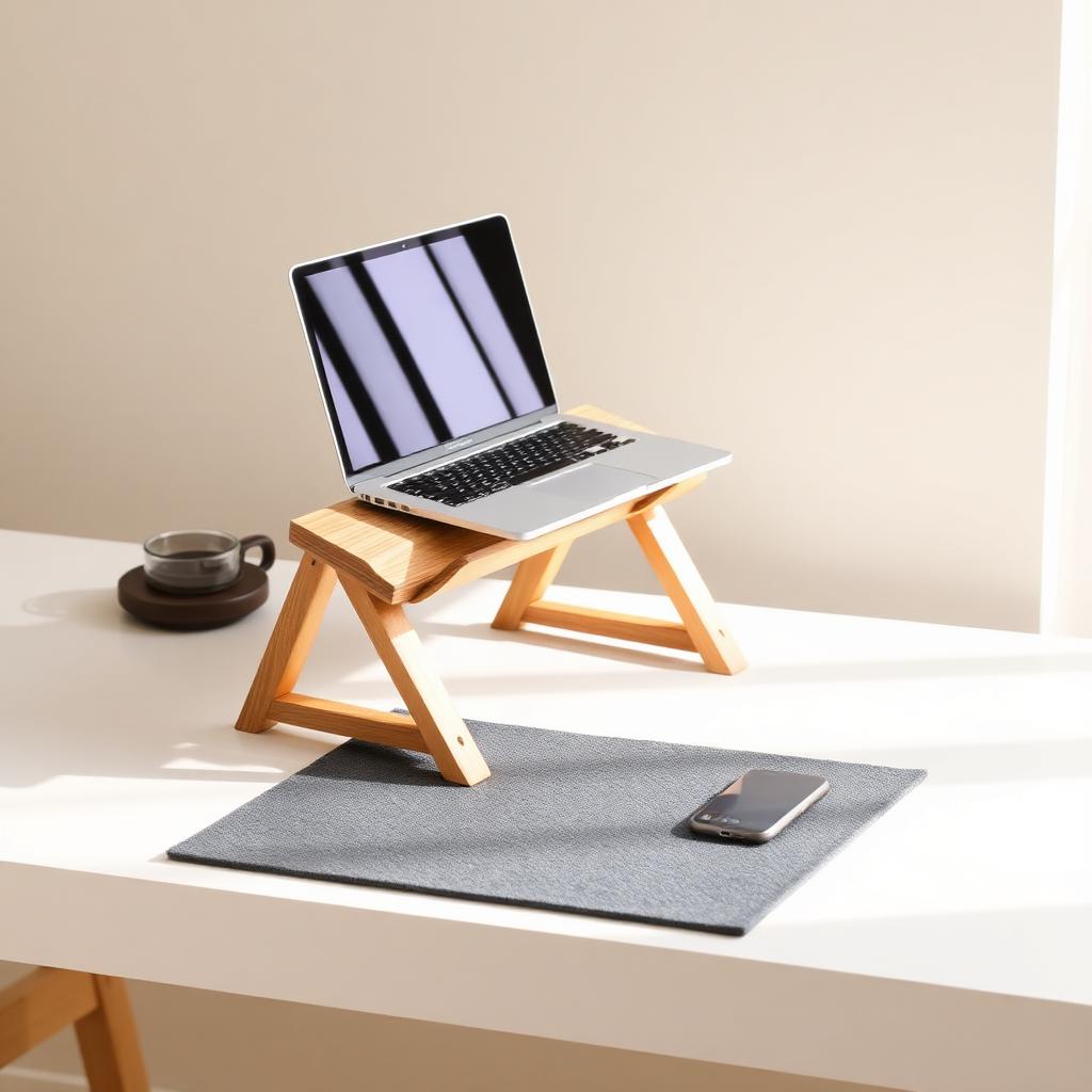 Laptopständer aus Eiche mit Filz-Schreibtischmatte