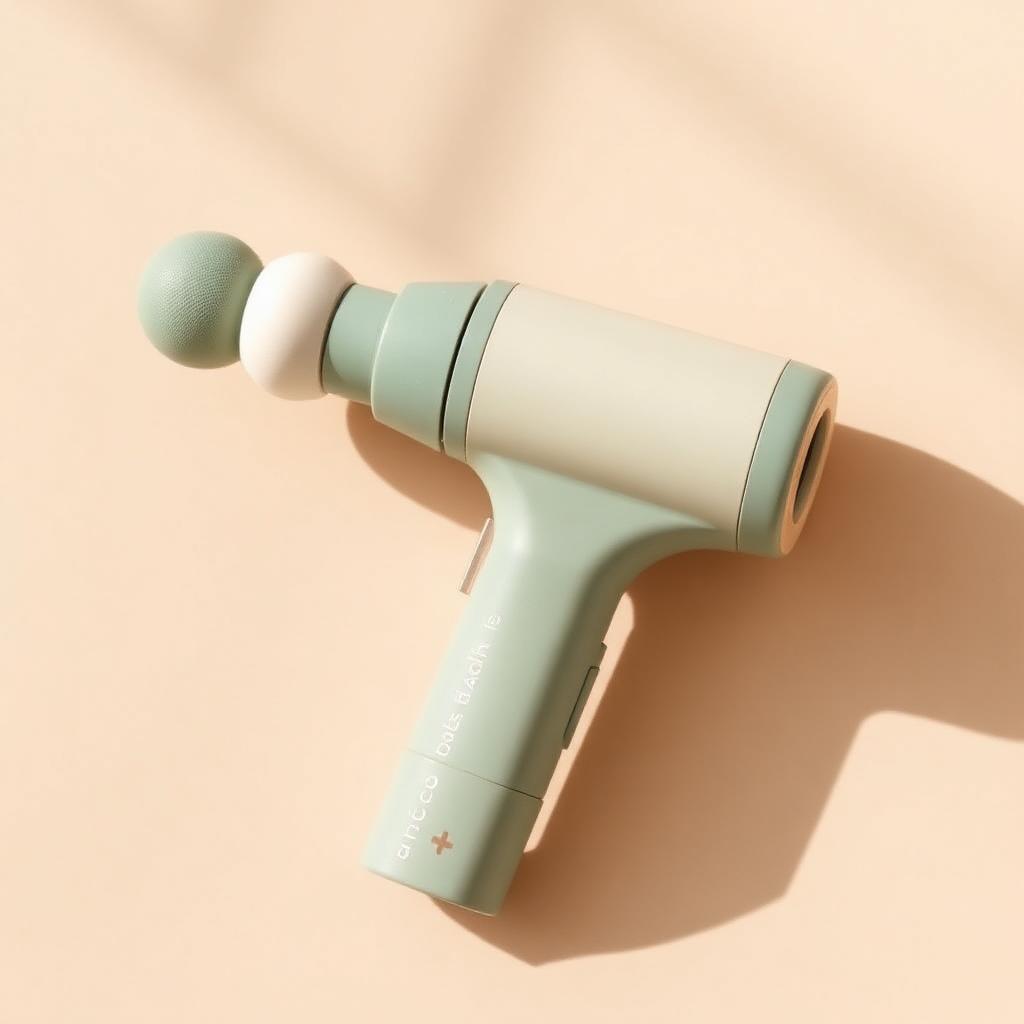 Massagepistole in Salbeigrün und Creme
